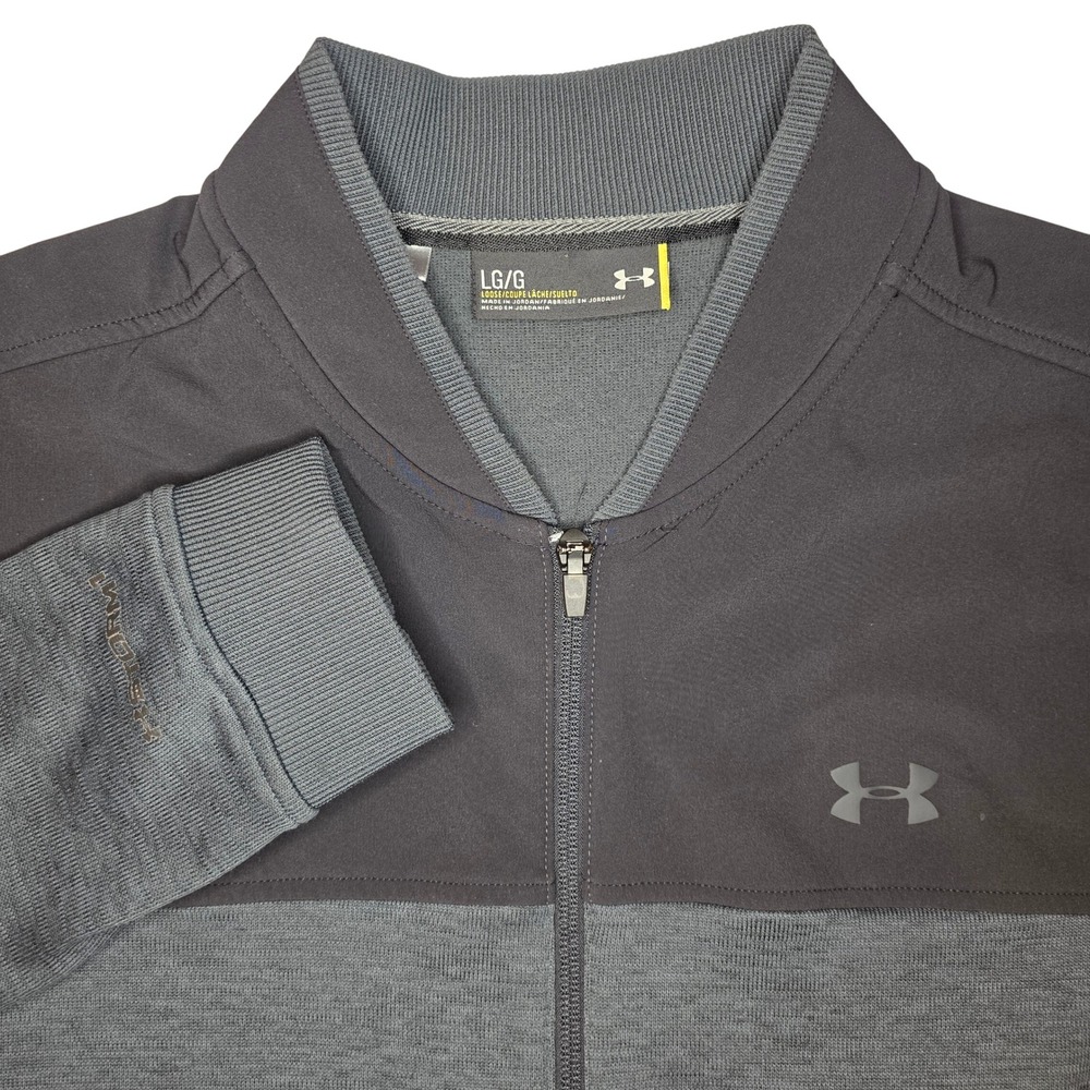 Under Armour Storm Men's Full Zip Bomber Jacket Cold Gear Gray Black Large LG